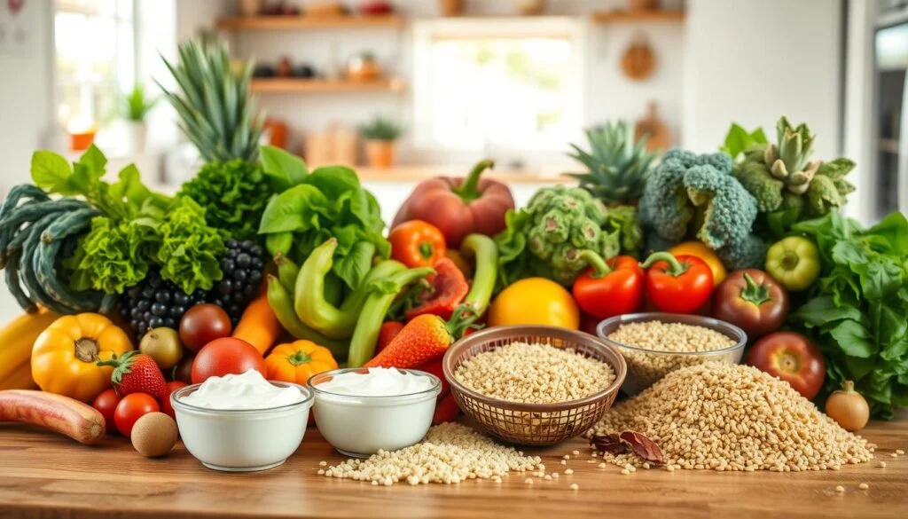 a group of bowls of food on a table